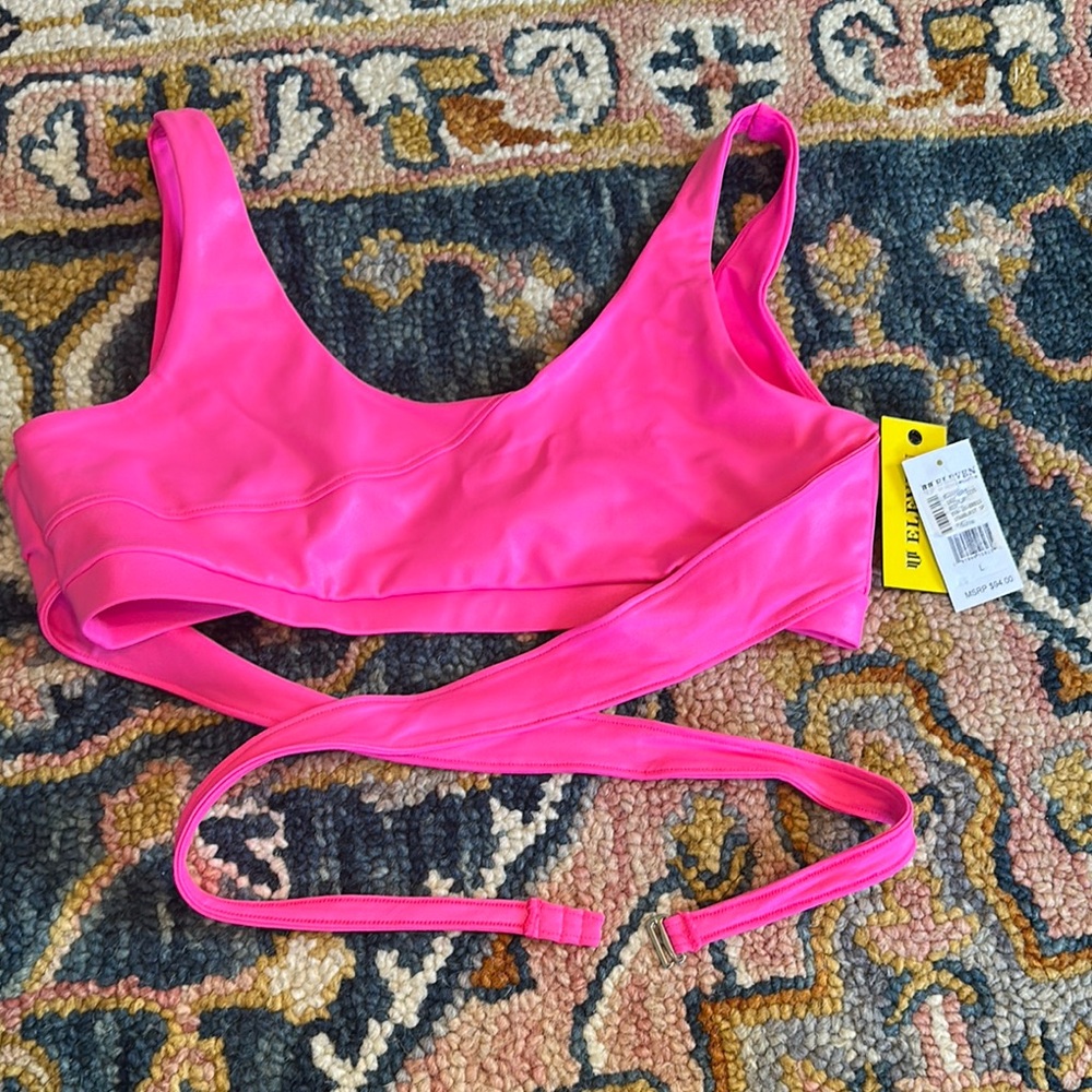 Vibrant Pink Strappy Activewear Top size L